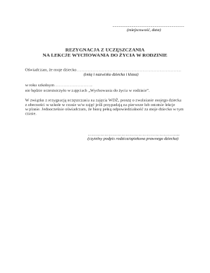 Resignation from Family Life Education Classes