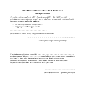Polish Health Education Waiver Form