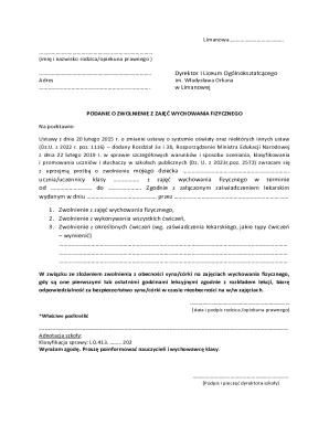 Poland Physical Education Exemption Request