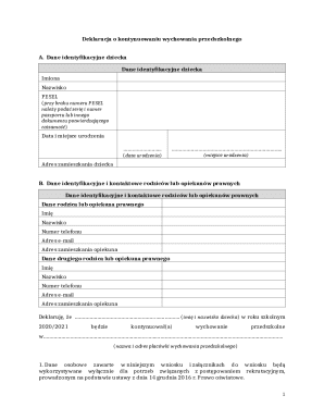 Polish Preschool Continuation Declaration