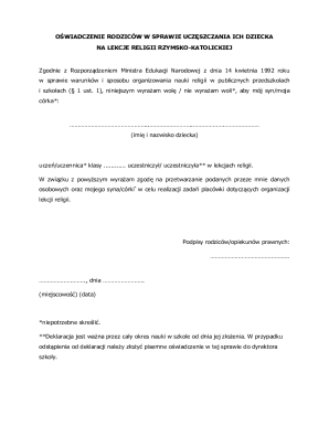 Parental Consent for Catholic Religious Education