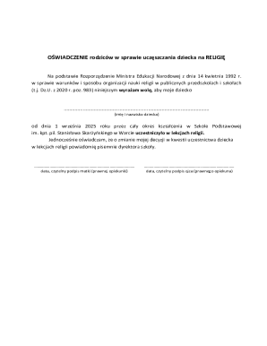 Religious Education Consent Form