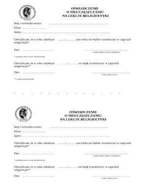 Polish Religion/Ethics Exemption Form