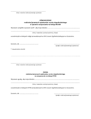 Religion and Ethics Consent Form