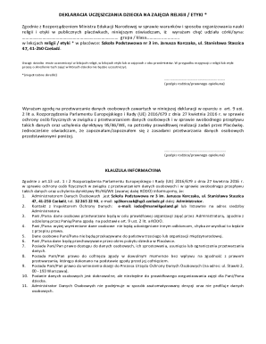 Religion or Ethics Class Enrollment Declaration