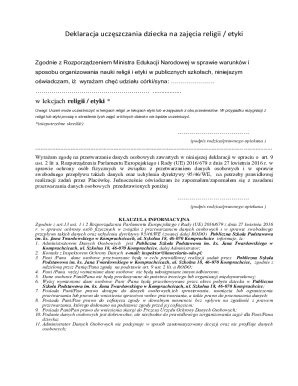 Polish Religion or Ethics Attendance Declaration