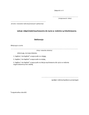 Religious Education Declaration Form