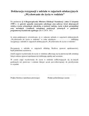 Polish Family Life Education Waiver