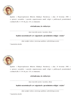 Polish Religion or Ethics Consent Form