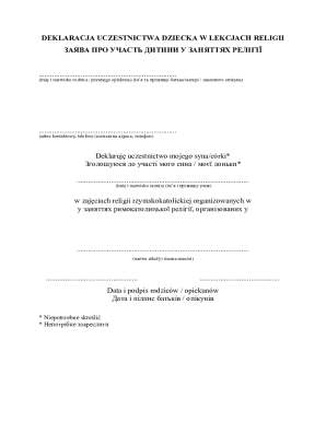 Religious Education Participation Declaration