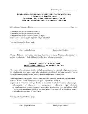 Poland Religion or Ethics Class Declaration