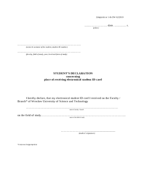 Student Declaration for Electronic ID Card