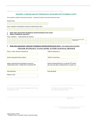 Bank Debit Card Data Change Request