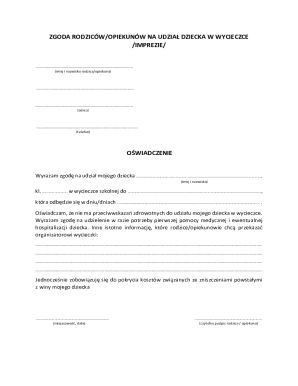 Parental Consent for Child's School Trip