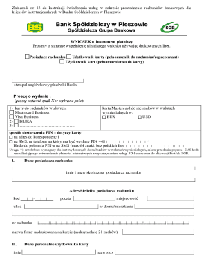 Bank Payment Instrument Request Form
