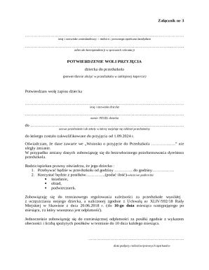 Polish Kindergarten Admission Confirmation Form