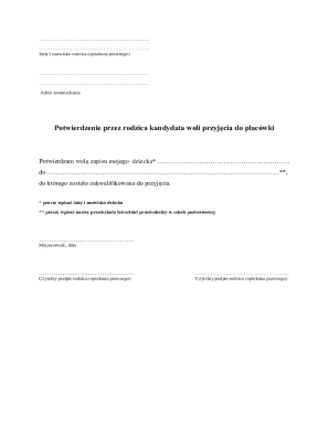 Parent Consent Form for Kindergarten Admission