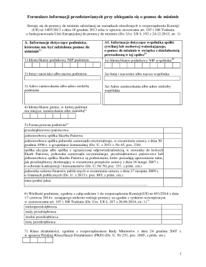 EU De Minimis Aid Application Form