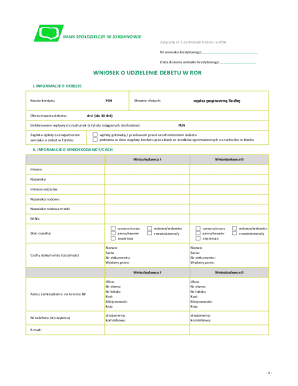 Bank Spółdzielczy Debit Application Form
