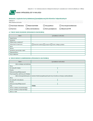 Debit Card Application Form