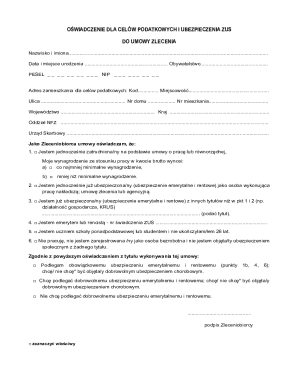 Polish Tax and ZUS Insurance Declaration