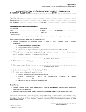 Tax and ZUS Declaration for Contractor Agreement