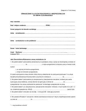 Tax and ZUS Insurance Declaration for Contract