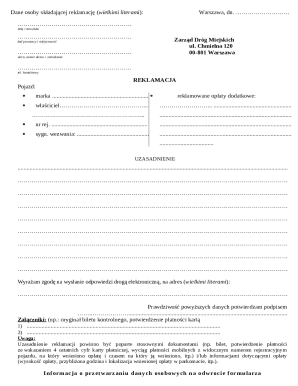 Warsaw Parking Fee Complaint Form