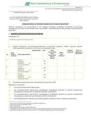Beneficjent Rzeczywisty Declaration Form