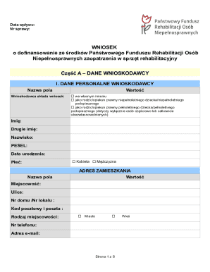 Poland Rehabilitation Equipment Grant Application