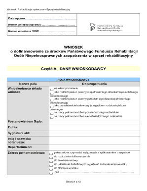 Poland Social Rehabilitation Equipment Grant Application