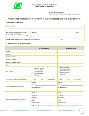 Credit Increase Application Form