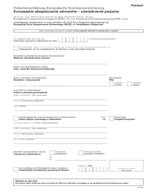 Patient Declaration European Health Insurance