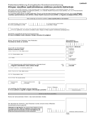 Patient Declaration European Health Insurance