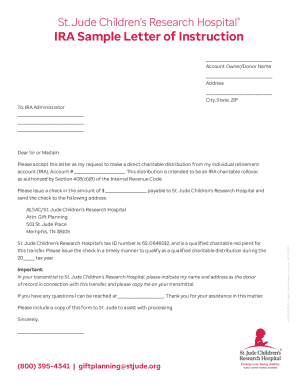 IRA Charitable Rollover Letter