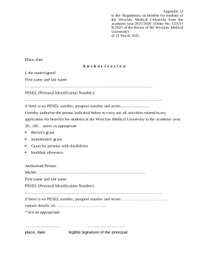Wroclaw Medical University Student Benefits Authorization Form