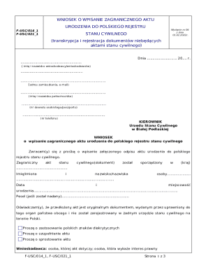 Polish Birth Record Registration Request