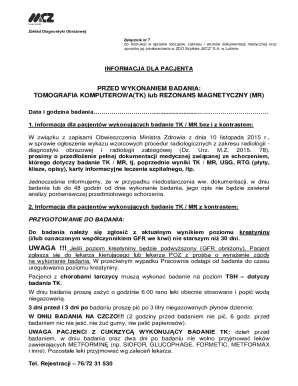 Medical Imaging Patient Information Form