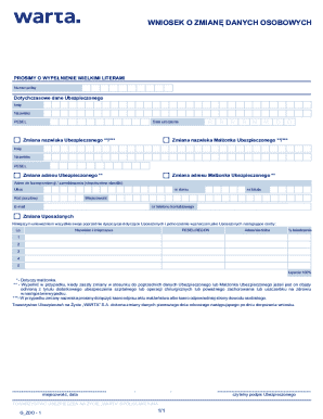 Polish Life Insurance Policy Change Request Form