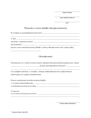 Polish Insurance Refund Claim Form