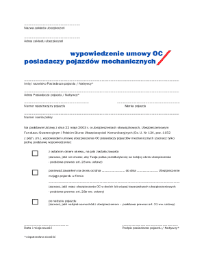 Polish Vehicle Insurance Cancellation Form