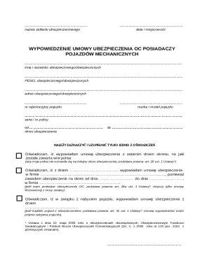 Polish Car Insurance Cancellation Form