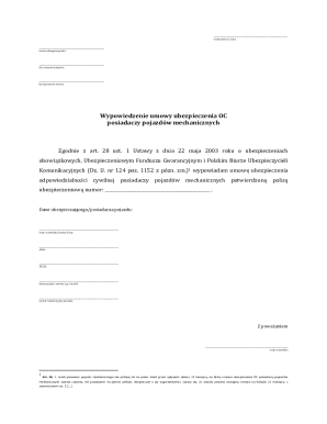 Polish Vehicle Insurance Cancellation Form