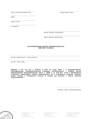 Polish Vehicle Insurance Cancellation Form
