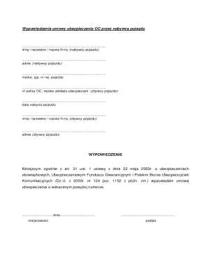 Polish Car Insurance Cancellation Form