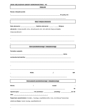 Polish Vehicle Damage Claim Form