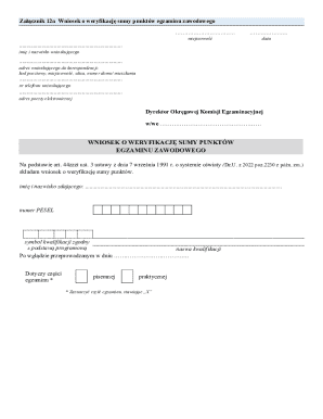 Application for Verification of Vocational Exam Points