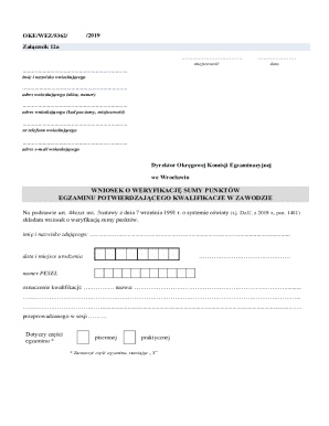 Application for Verification of Exam Points