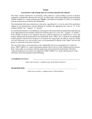 Proxy Voting Form for PKP CARGO S.A.