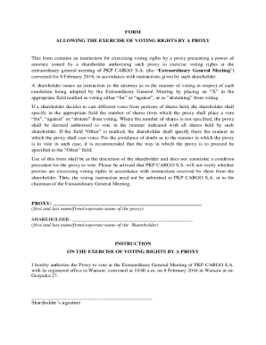 Proxy Voting Rights Form